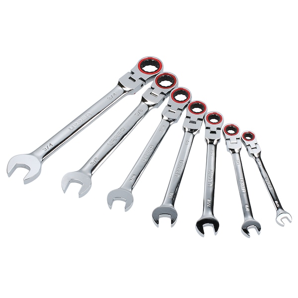 SAE flex combination Ratcheting wrench set (7 pieces).